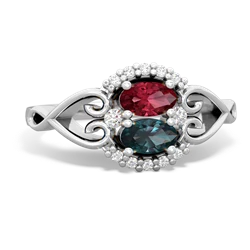 Lab Ruby Love Nest 14K White Gold ring R5860