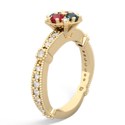 Lab Ruby Sparkling Tiara Cluster 14K Yellow Gold ring R26293RD