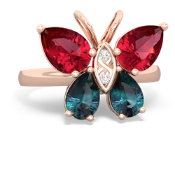 Lab Ruby Butterfly 14K Rose Gold ring R2215