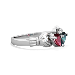 Lab Ruby 'Our Heart' Claddagh 14K White Gold ring R2388