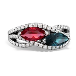 Lab Ruby Diamond Rivers 14K White Gold ring R3070