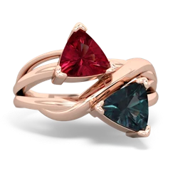 Lab Ruby Split Band Swirl 14K Rose Gold ring R2341