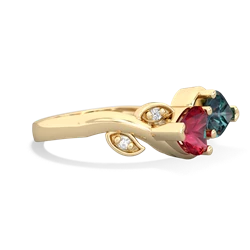 Lab Ruby Floral Elegance 14K Yellow Gold ring R5790