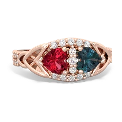 Lab Ruby Sparkling Celtic Knot 14K Rose Gold ring R2645