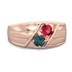 Lab Ruby Men's Streamline 14K Rose Gold ring R0460