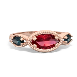 Lab Ruby Milgrain Marquise 14K Rose Gold ring R5700