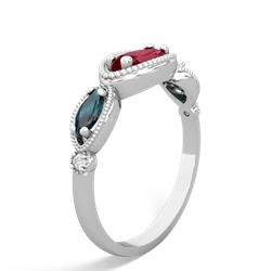 Lab Ruby Milgrain Marquise 14K White Gold ring R5700