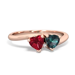 Lab Ruby Sweethearts 14K Rose Gold ring R5260