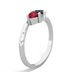 Lab Ruby Sweethearts 14K White Gold ring R5260