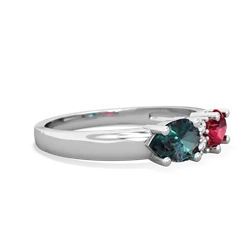 Lab Ruby Pear Bowtie 14K White Gold ring R0865