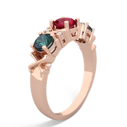 Lab Ruby Hugs And Kisses 14K Rose Gold ring R5016