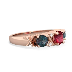 Lab Ruby Hugs And Kisses 14K Rose Gold ring R5016