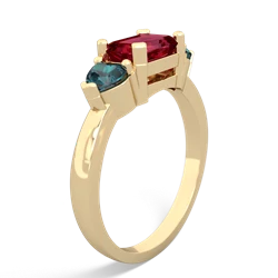 Lab Ruby Three Stone 14K Yellow Gold ring R5235