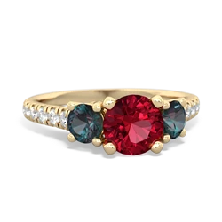 Lab Ruby Pave Trellis 14K Yellow Gold ring R5500