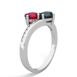 Lab Ruby Channel Set Two Stone 14K White Gold ring R5303