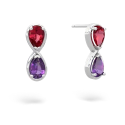 Lab Ruby Infinity 14K White Gold earrings E5050