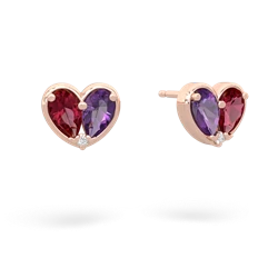 Lab Ruby 'Our Heart' 14K Rose Gold earrings E5072