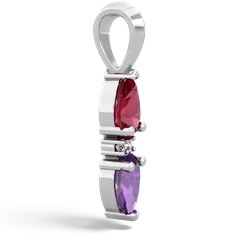 Lab Ruby Bowtie Drop 14K White Gold pendant P0865