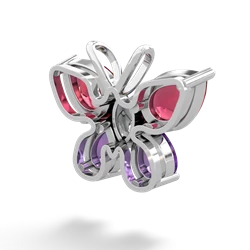 Lab Ruby Butterfly 14K White Gold pendant P2215