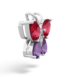 Lab Ruby Butterfly 14K White Gold pendant P2215