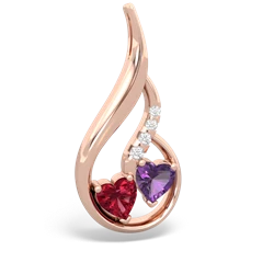 Lab Ruby Keepsake Curves 14K Rose Gold pendant P5450