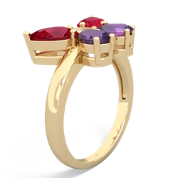 Lab Ruby Butterfly 14K Yellow Gold ring R2215