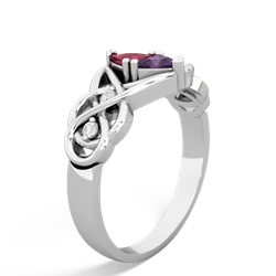 Lab Ruby Keepsake Celtic Knot 14K White Gold ring R5300