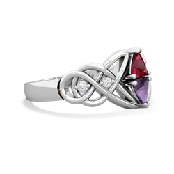 Lab Ruby Keepsake Celtic Knot 14K White Gold ring R5300