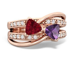 Lab Ruby Bowtie 14K Rose Gold ring R2360