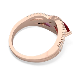 Lab Ruby Diamond Rivers 14K Rose Gold ring R3070