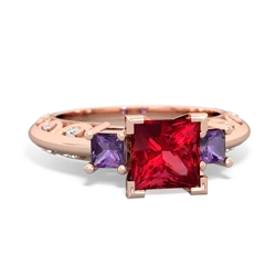 Lab Ruby Eternal Embrace Engagement 14K Rose Gold ring C2001