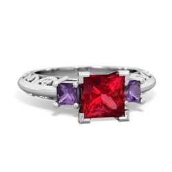 Lab Ruby Eternal Embrace Engagement 14K White Gold ring C2001