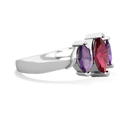 Lab Ruby Three Peeks 14K White Gold ring R2433