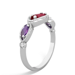 Lab Ruby Milgrain Marquise 14K White Gold ring R5700