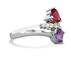 Lab Ruby Heart To Heart 14K White Gold ring R2064