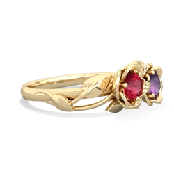 Lab Ruby Rose Garden 14K Yellow Gold ring R5510