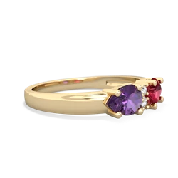 Lab Ruby Pear Bowtie 14K Yellow Gold ring R0865