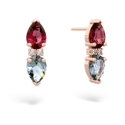 Lab Ruby Bowtie Drop 14K Rose Gold earrings E0865