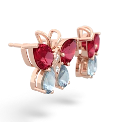 Lab Ruby Butterfly 14K Rose Gold earrings E2215