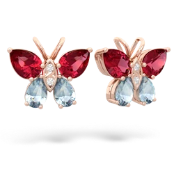 Lab Ruby Butterfly 14K Rose Gold earrings E2215