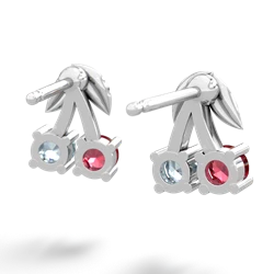 Lab Ruby Sweet Cherries 14K White Gold earrings E7001