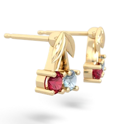 Lab Ruby Sweet Cherries 14K Yellow Gold earrings E7001