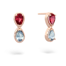 Lab Ruby Infinity 14K Rose Gold earrings E5050