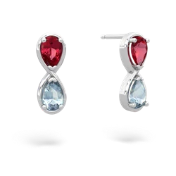 Lab Ruby Infinity 14K White Gold earrings E5050