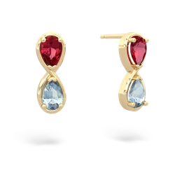 Lab Ruby Infinity 14K Yellow Gold earrings E5050