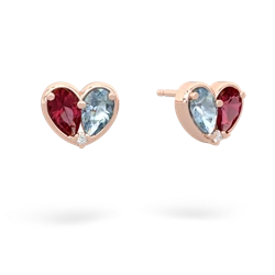 Lab Ruby 'Our Heart' 14K Rose Gold earrings E5072