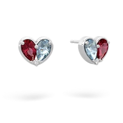 Lab Ruby 'Our Heart' 14K White Gold earrings E5072