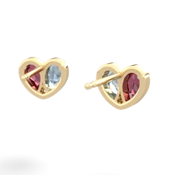 Lab Ruby 'Our Heart' 14K Yellow Gold earrings E5072