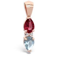 Lab Ruby Bowtie Drop 14K Rose Gold pendant P0865