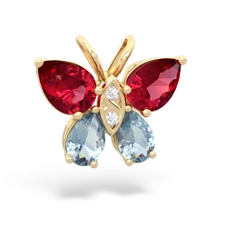 Lab Ruby Butterfly 14K Yellow Gold pendant P2215